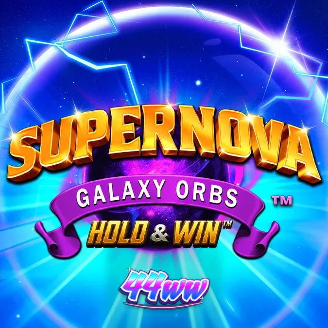 Interface do jogo Supernova Galaxy Orbs com elementos espaciais e orbes brilhantes.